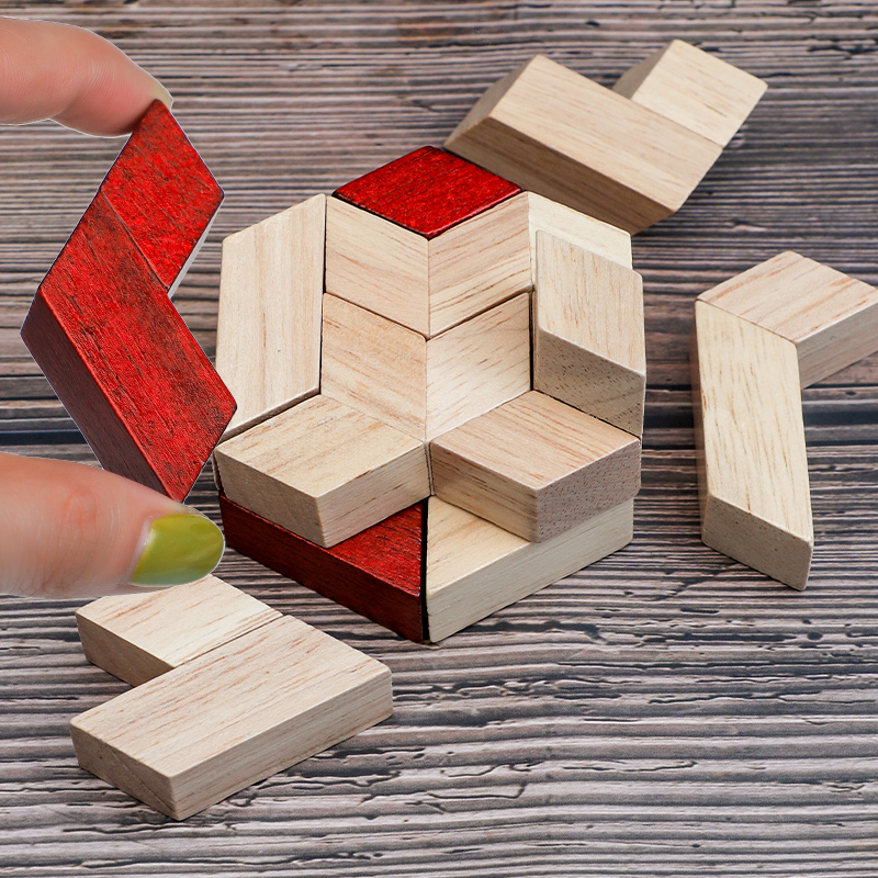 Wooden toy Puzzle hexagon column