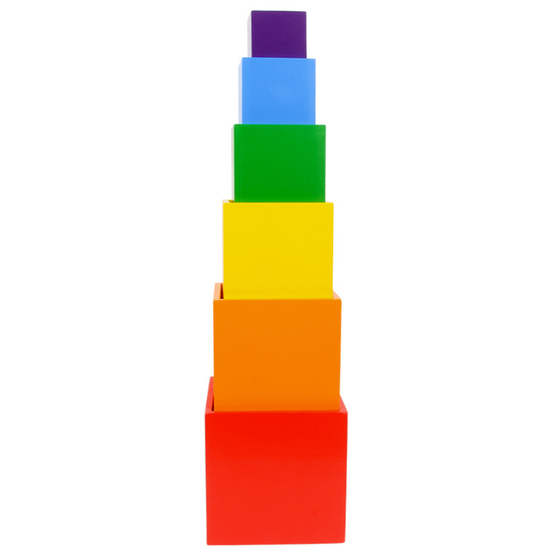Educational Wood Rainbow Square Blocks