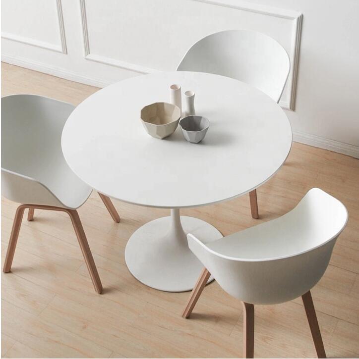 White Solid Wood Round Coffee Table