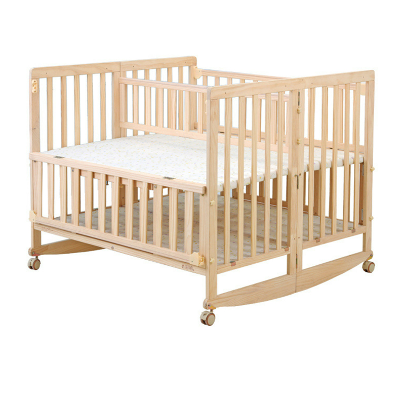 Cheap Solid Wood Twin Foldable Portable Baby Crib Wooden Baby Bed Wood Crib 1208