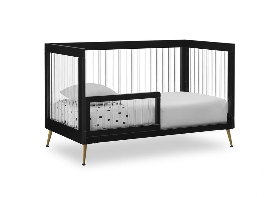 Black Modern Wood Baby Crib Convertible