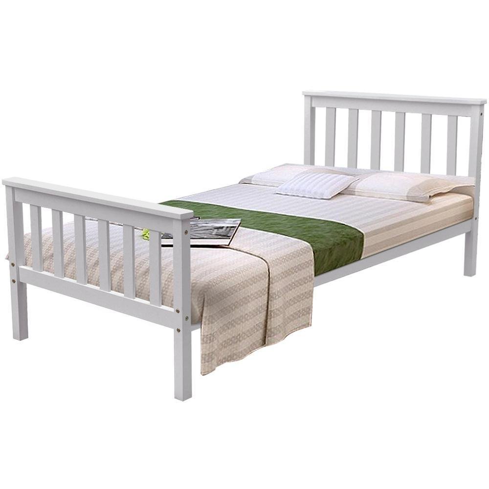 White Wood Single Bed Frame from China manufacturer Kindercasa