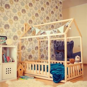 Kid House Bed with Safety Rail