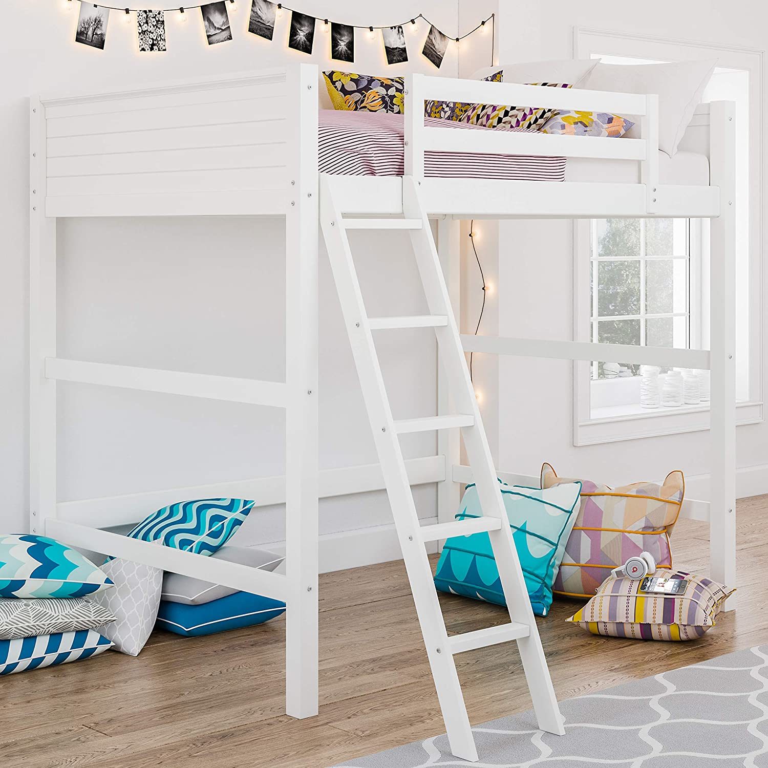 White Solid Wood Loft Bed for Child