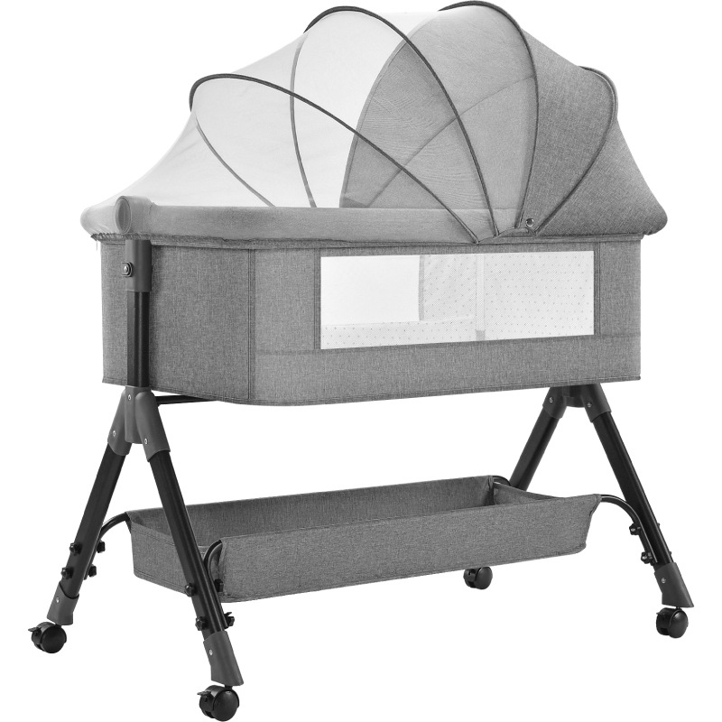 Cheap Baby Bed Crib Cot Adjustable Wheels Shaking Table Kid′s Crib Bedroom Furniture