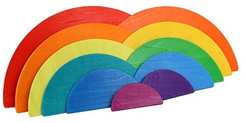 23 PC Wood Rainbow Construction Building Toys