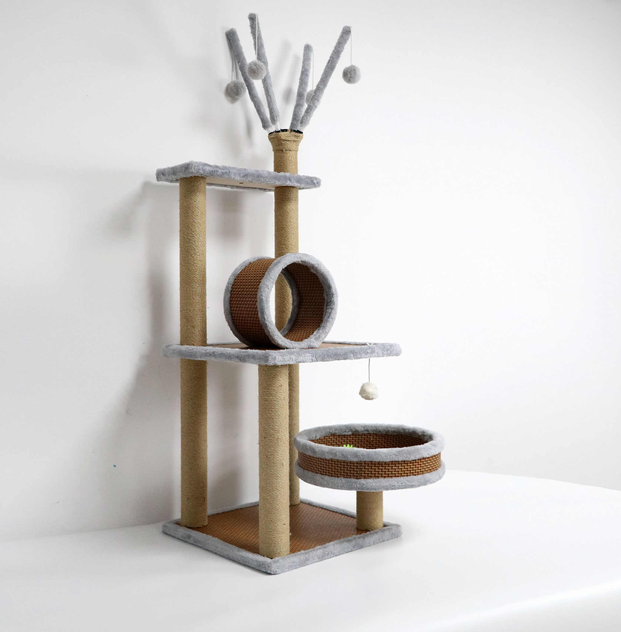 Cat Climbing Wood Tree House with Pet Toys
