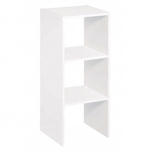 White MDF Wood 3 Cubes Organizer Shelf