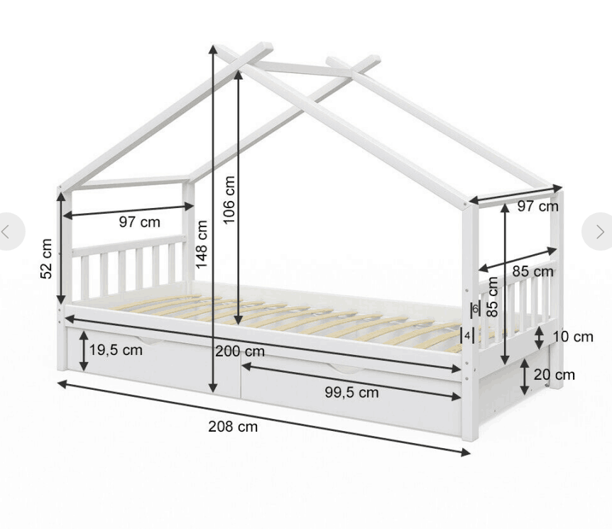 Kid White House Bed with Drawer
