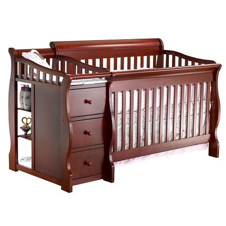 Wooden Baby Crib with Side Cabinet