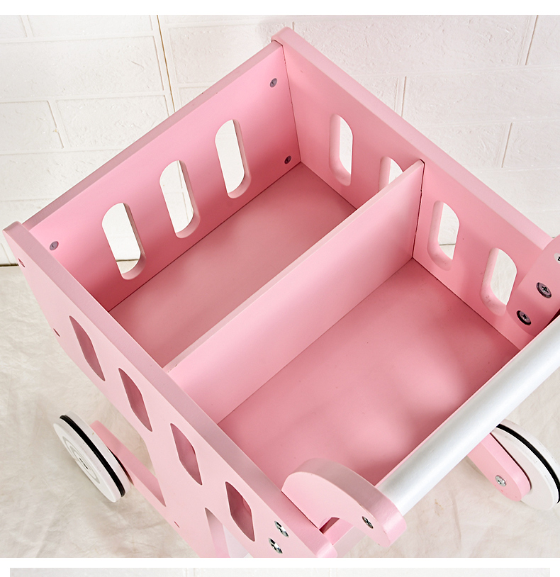 Wooden Toy Pink Shopping Cart