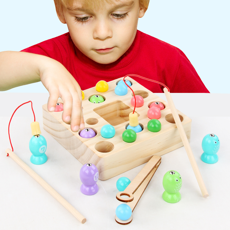 Wooden toy fishing game calssical